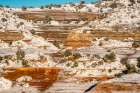 USA, New Mexico, Gallup, Red Rock Park. Sunrise on mountain in winter. Art Print